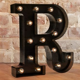 Steel Marquee Letter R Black Font Room Decor High-End Custom Zinc Metal Marquee Light Marquee Sign