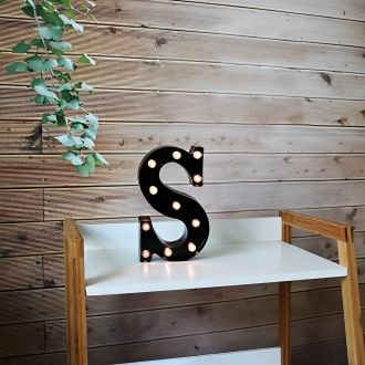 Steel Marquee Letter S Black Font Home Decor High-End Custom Zinc Metal Marquee Light Marquee Sign