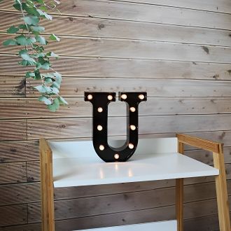 Steel Marquee Letter U Black Font Home Decor High-End Custom Zinc Metal Marquee Light Marquee Sign