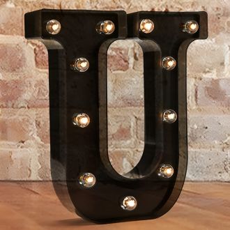 Steel Marquee Letter U Black Font Room Decor High-End Custom Zinc Metal Marquee Light Marquee Sign
