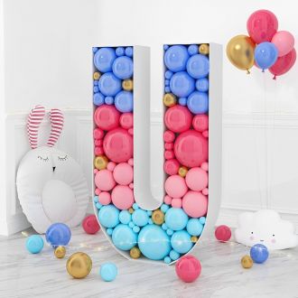 Steel Marquee Letter U Colorful Mosaic Balloon High-End Custom Zinc Metal Marquee Light Marquee Sign
