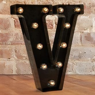 Steel Marquee Letter V Black Font Room Decor High-End Custom Zinc Metal Marquee Light Marquee Sign