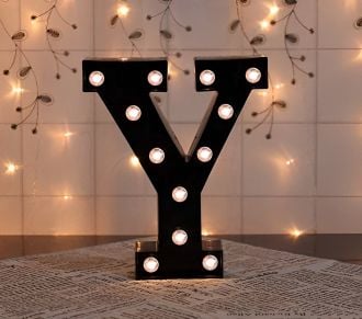 Steel Marquee Letter Y Black Font Room Decor High-End Custom Zinc Metal Marquee Light Marquee Sign