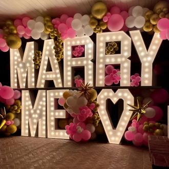 Steel Marquee Letter Marry Me Red Heart Warm White High-End Custom Zinc Metal Marquee Light Marquee Sign