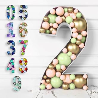 Steel Marquee Letter Number 2 Colorful Mosaic Balloon High-End Custom Zinc Metal Marquee Light Marquee Sign