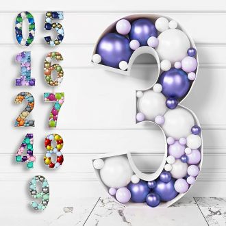 Steel Marquee Letter Number 3 Colorful Mosaic Balloon High-End Custom Zinc Metal Marquee Light Marquee Sign