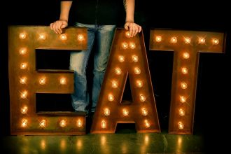Steel Marquee Letter EAT Retro Style High-End Custom Zinc Metal Marquee Light Marquee Sign