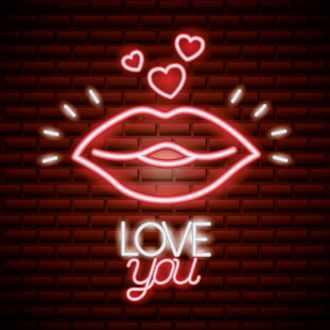 Lips with Love You Neon Sign