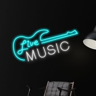 Live Music Electric Guitar Led Sign Coffee Music Decor Guitar