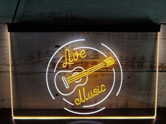 Live Music Guitar Band Dual LED Neon Sign