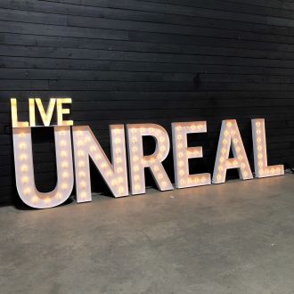 Steel Marquee Letter Live Unreal High-End Custom Zinc Metal Marquee Light Marquee Sign