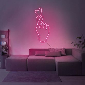 Love Heart Finger Neon Sign