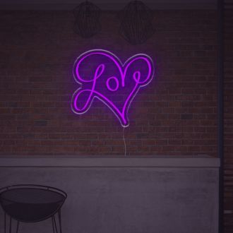 Love With Lovely Heart LED Neon Sign