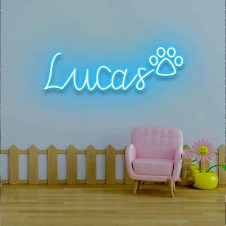 Lucas Neon Name Signs With Dog Paw For Room Party Decor