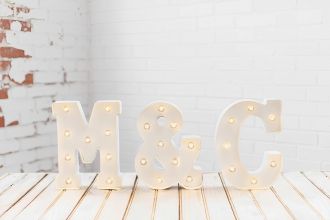 Steel Marquee Letter M&C Wedding High-End Custom Zinc Metal Marquee Light Marquee Sign