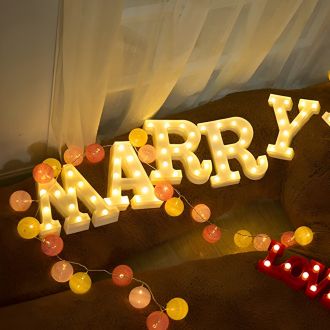 Steel Marquee Letter MARRY Wedding Proposal Prop High-End Custom Zinc Metal Marquee Light Marquee Sign