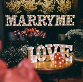 Steel Marquee Letter Marry Me Love With Red Heart High-End Custom Zinc Metal Marquee Light Marquee Sign