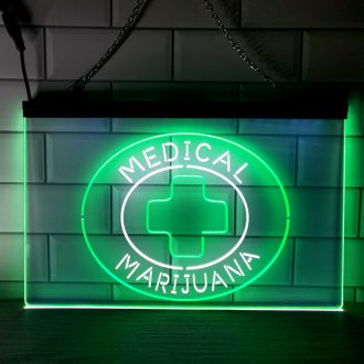 Medical Marijuana Cross Dual LED Neon Sign