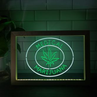 Medical Marijuana Hemp Leaf Sold Here Frame Dual LED Neon Sign