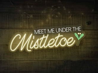 Meet Me Under The Mistletoe Neon Sign