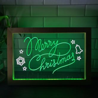 Merry Christmas Tree Frame Dual LED Neon Sign