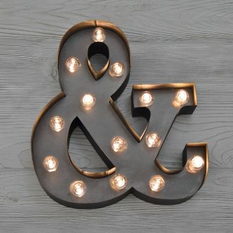 Steel Marquee Letter Grey & Symbol High-End Custom Zinc Metal Marquee Light Marquee Sign