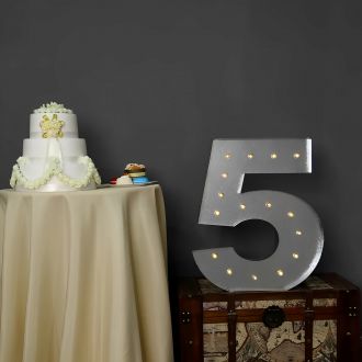 Steel Marquee Letter Grey Number 5 High-End Custom Zinc Metal Marquee Light Marquee Sign