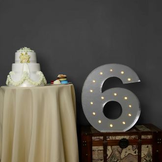 Steel Marquee Letter Grey Number 6 High-End Custom Zinc Metal Marquee Light Marquee Sign