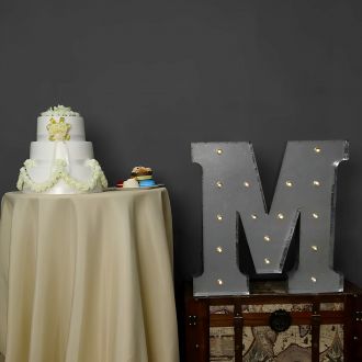 Steel Marquee Letter Grey Alphabet M High-End Custom Zinc Metal Marquee Light Marquee Sign