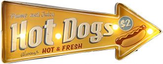 Steel Marquee Letter Yellow Arrow Hot Dogs High-End Custom Zinc Metal Marquee Light Marquee Sign