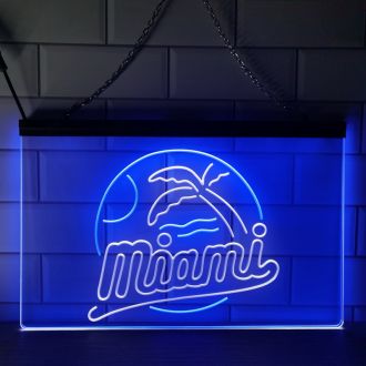 Miami Island Beach Dual LED Neon Sign