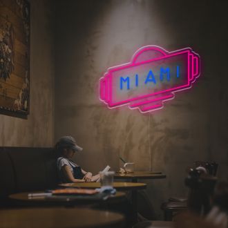 Miami With Radio Box LED Neon Sign