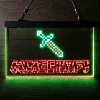 Minecraft Diamond Sword Dual LED Neon Sign