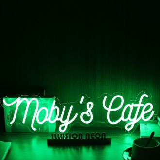 Moby's Cafe Green Neon Sign