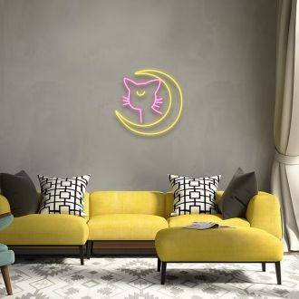 Moon Neon Sign A Cat Neon Sign For Room Decor