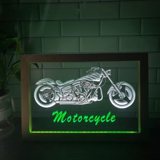 Motorcycles Garage Frame Dual LED Neon Sign