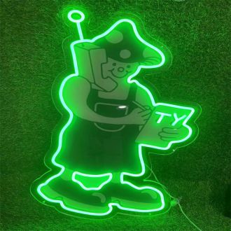 Mushroom Man Ordering Green LED Neon Sign
