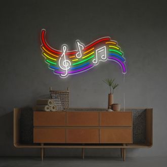 Music Sign With Rainbow LED Neon Sign