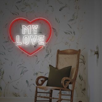 My Love With Red Heart LED Neon Sign