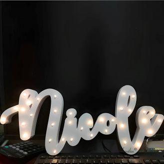 Steel Marquee Letter Name Nicole White Art High-End Custom Zinc Metal Marquee Light Marquee Sign
