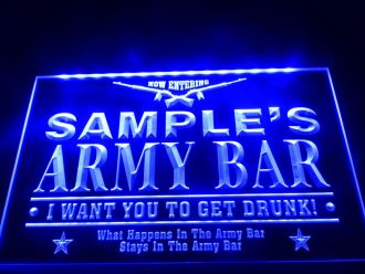 Name Personalized Army Man Cave Bar LED Neon Sign