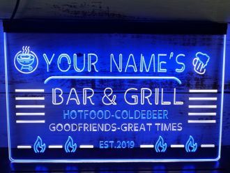 Name Personalized Custom Bar and Grill Dual LED Neon Sign