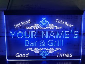 Name Personalized Custom Family Bar and Grill Beer Home Gift Dual LED Neon Sign