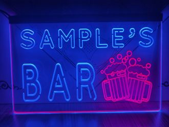 Name Personalized Custom Home Bar Beer Mugs Cheers Dual LED Neon Sign