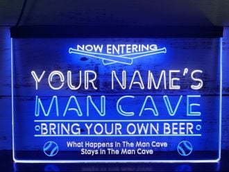 Name Personalized Custom Man Cave Baseball Bar Beer Dual LED Neon Sign