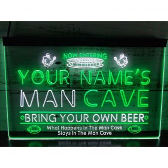 Name Personalized Custom Man Cave Football Bar Beer v1 Dual LED Neon Sign
