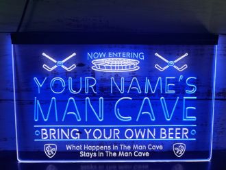 Name Personalized Custom Man Cave Hockey Bar Beer Dual LED Neon Sign