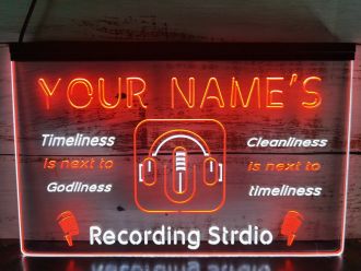 Name Personalized Custom Recording Studio Microphone Dual LED Neon Sign