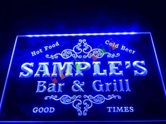 Name Personalized Family Bar and Grill 2 LED Neon Sign
