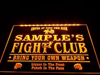 Name Personalized Fight Club Bring Your Weapon Bar LED Neon Sign